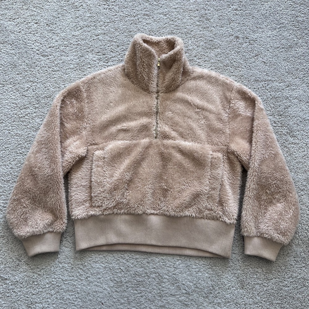 Varley Duray Sherpa Fleece 1/4 Zip Sweatshirt Womens S Pink Mock Neck Pullover